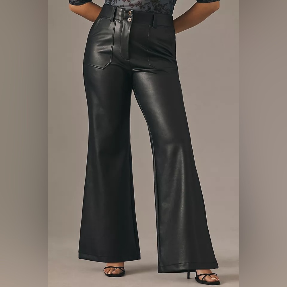 Anthropologie The Naomi Wide Leg Flare Pants Faux Leather